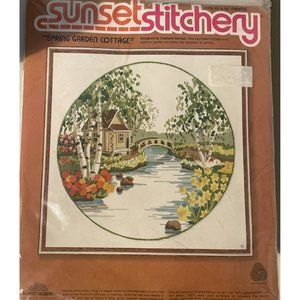 Sunset Stitchery "Spring Garden Cottage" Fits 16X16 Frame #2476